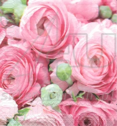 Lunch napkins 33 x 33 3-ply 1/4 fold Flowers KW-073 - 20 pcs