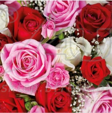 Lunch napkins 33 x 33 cm 3-ply 1/4 fold Flowers KW-112