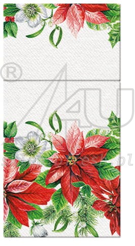 Airlaid cutlery pockets 40 x 40 cm Glory Poinsettia