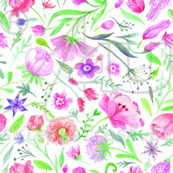 Lunch napkins 33 x 33 3-ply 1/4 fold Flowers KW-106 - 20 pcs