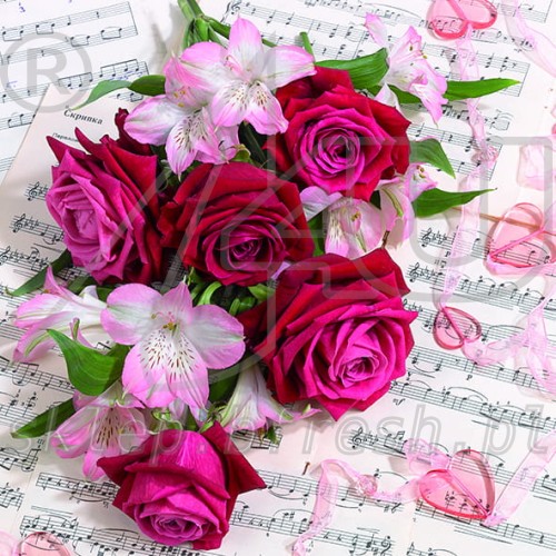 Lunch napkins 33 x 33 cm 3-ply 1/4 fold Flowers KW-115