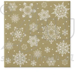 Airlaid napkins 40 x 40 cm Snowflakes Gold 50 pcs