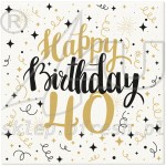 Airlaid napkins 40 x 40 cm Gold Birthday 40 - 50 pcs