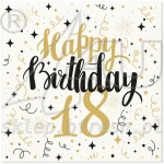 Airlaid napkins 40 x 40 cm Gold Birthday 18 - 50 pcs