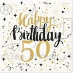 Airlaid napkins 40 x 40 cm Gold Birthday 50 - 50 pcs