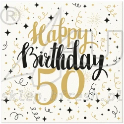 Airlaid napkins 40 x 40 cm Gold Birthday 50 - 50 pcs