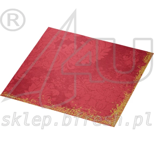 Serwetki papierowe Duni Classic 40 x 40 cm 4w bordowe ze złotym ornamentem