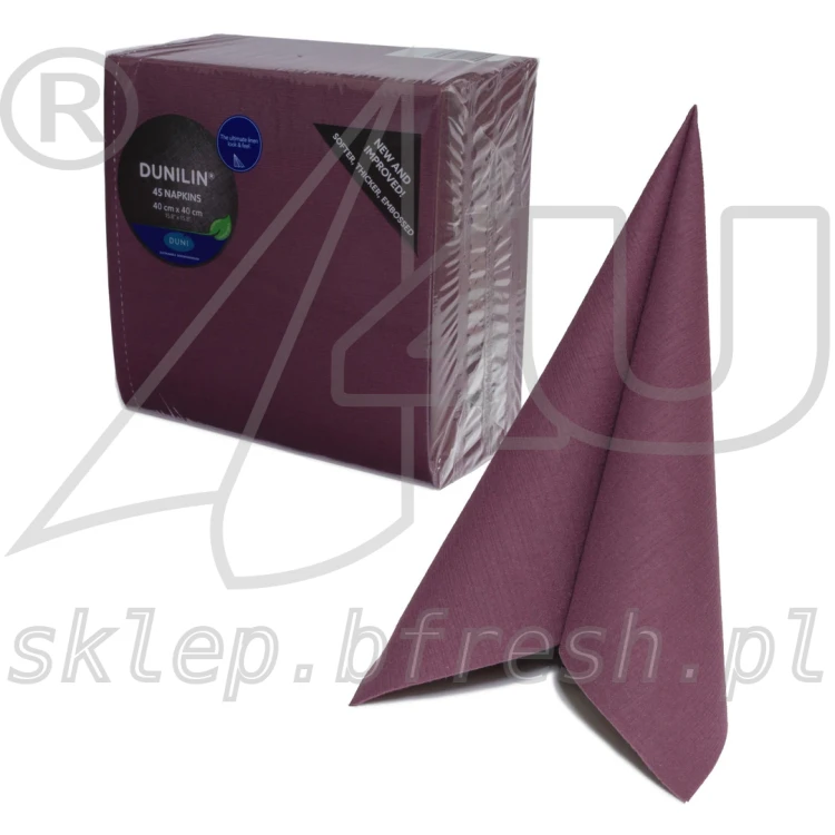 Serwetki flizelinowe Dunilin 40 x 40 cm fioletowe 45 szt