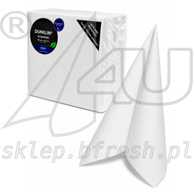 Serwetki flizelinowe Dunilin 40 x 40 cm białe 45 szt