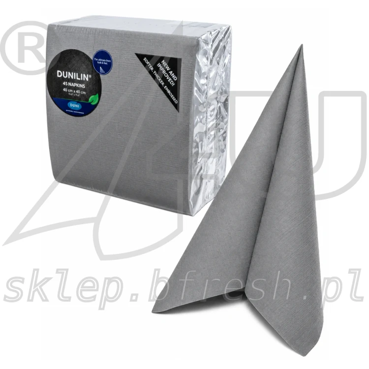 Serwetki flizelinowe Dunilin 40 x 40 cm szare 45 szt