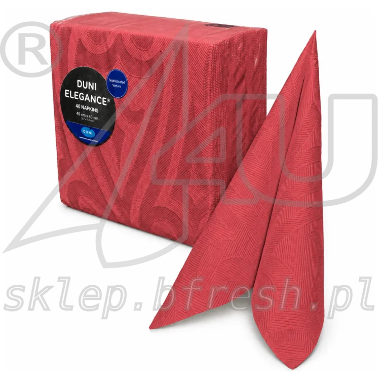 Serwetki flizelinowe tłoczone Duni Elegance Lily 40 x 40 cm bordowe 40 szt
