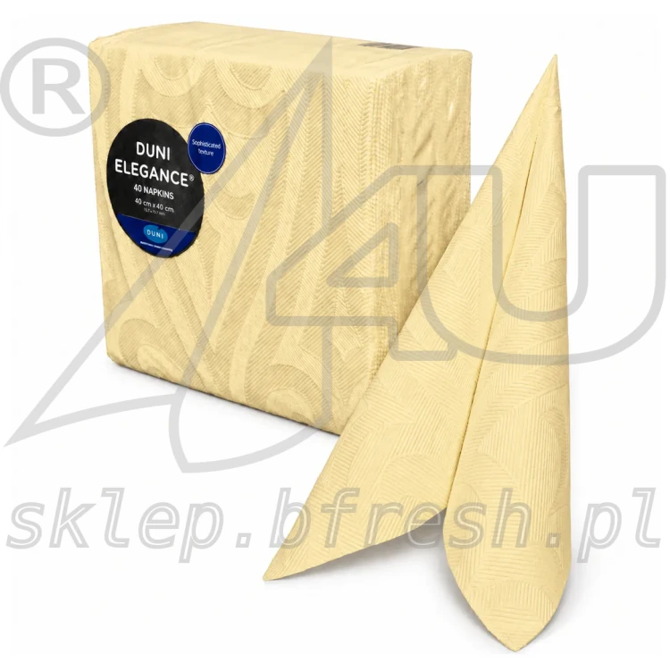 Serwetki flizelinowe tłoczone Duni Elegance Lily 40 x 40 cm kremowe 40 szt