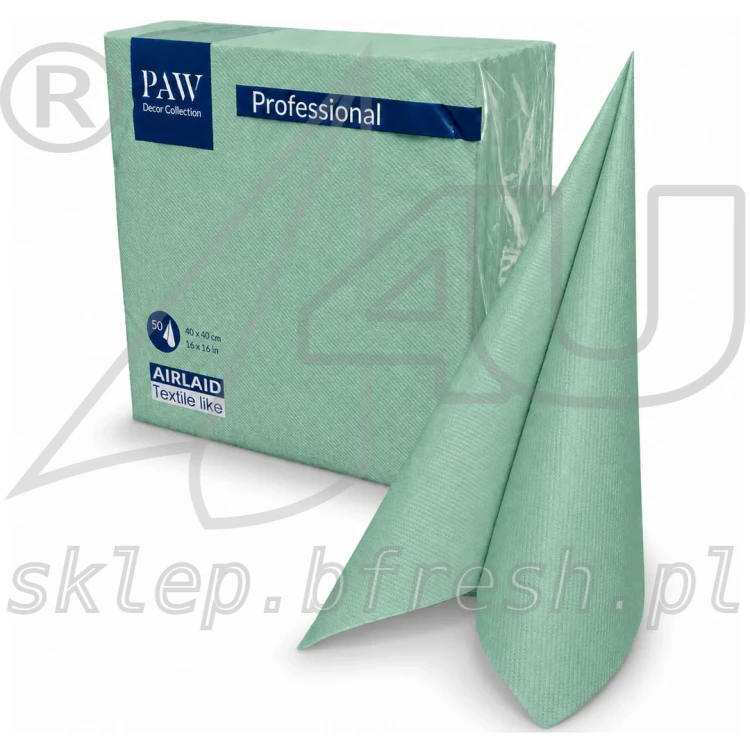 Serwetki flizelinowe Airlaid Paw 40 x 40 cm jasnomiętowe 50 szt