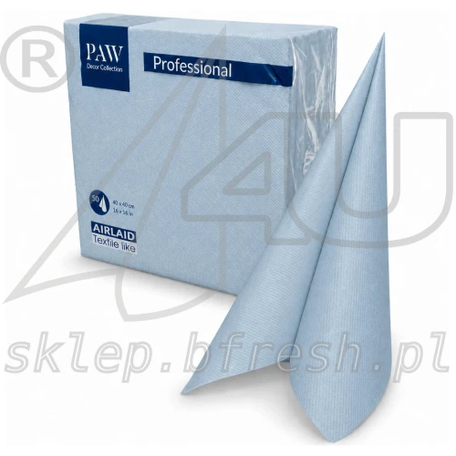Serwetki flizelinowe Airlaid Paw 40 x 40 cm jasnoniebieskie 50 szt