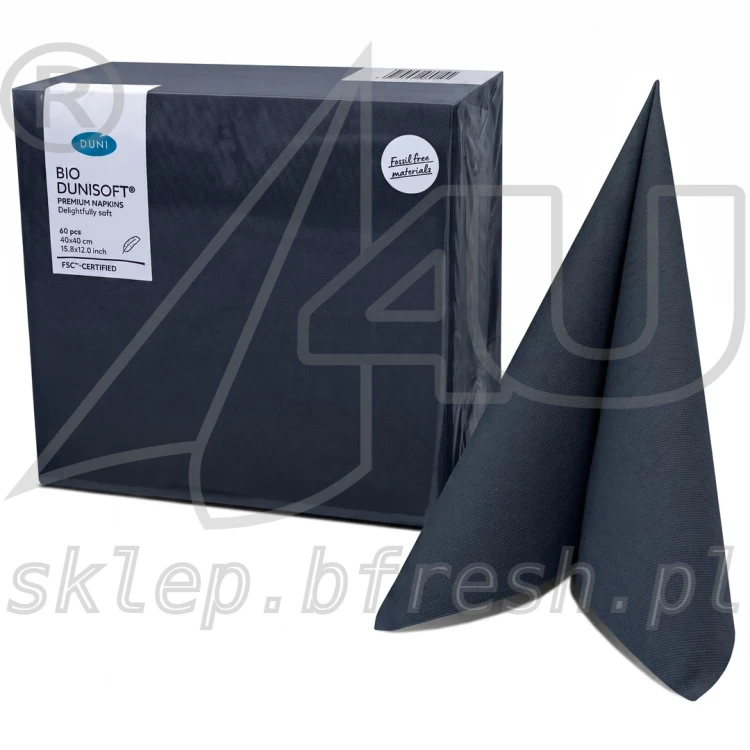 Serwetki flizelinowe Airlaid Bio-Dunisoft 40 × 40 cm czarne 60 szt