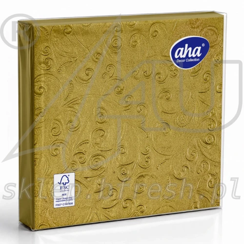 Serwetki tłoczone AHA 33 x 33 cm 3w złote 15 szt